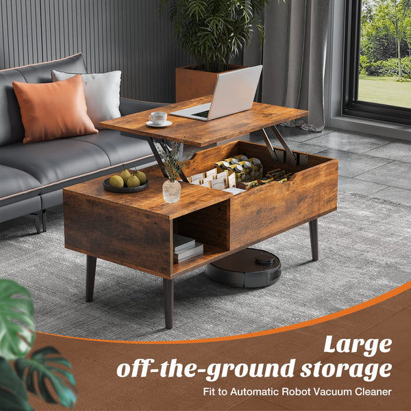 Lift Top Coffee Table with Storage and Hidden Compartment