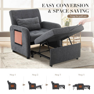 Convertible Sleeper Chair with USB Port & Foldable Table