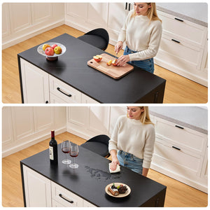 Kitchen Island with Storage Cabinets, Drawers & Power Outlet