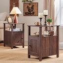 Farmhouse Nightstand Set of 2 with Charging Station