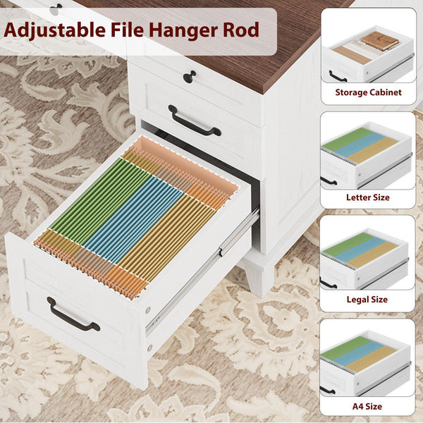 60-Inch Executive Desk with File Drawers & Charging Station