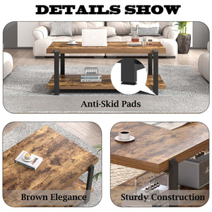 Modern Rectangle Coffee Table with 2-Tier Storage