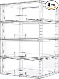 Clear Stackable Storage Drawers with Handles – 15" Wide Acrylic Organizer Bins