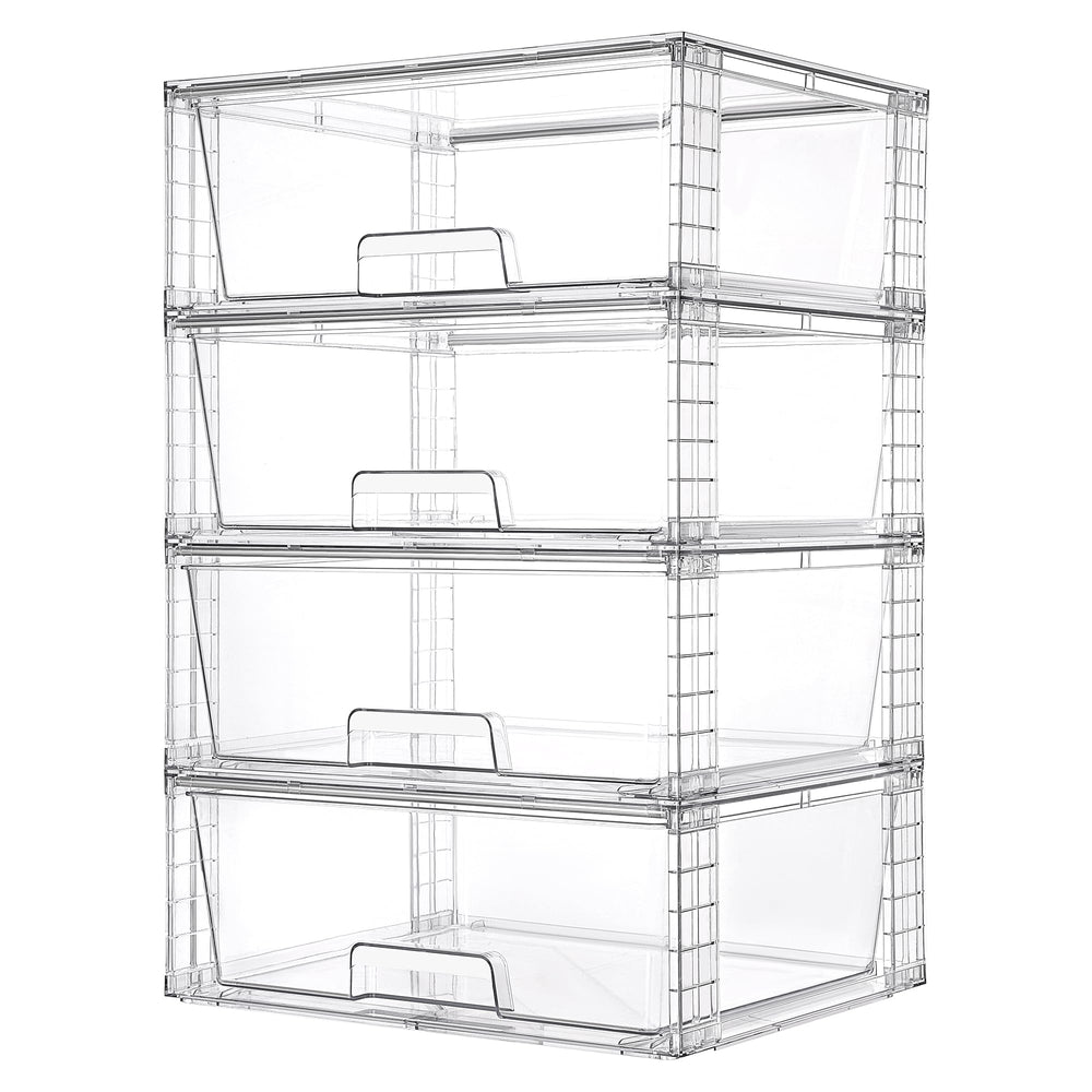 Clear Stackable Storage Drawers with Handles – 15" Wide Acrylic Organizer Bins