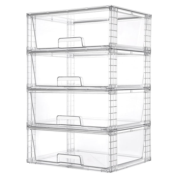 Clear Stackable Storage Drawers with Handles – 15" Wide Acrylic Organizer Bins