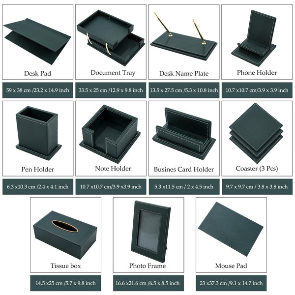 11-Piece PU Leather Desk Organizer Set