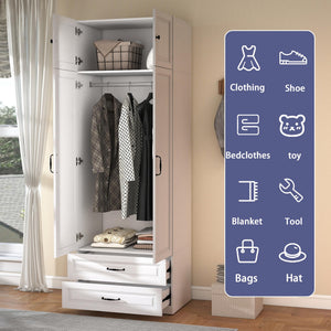 Extra Tall Wardrobe with Drawers & Top Cabinet