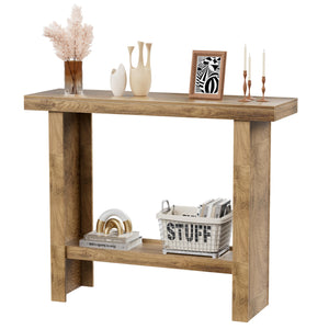 Farmhouse Console Table with Storage Shelves