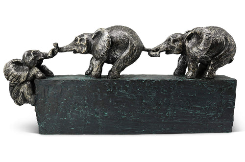 Elephant Family Sculpture – Polyresin Home Decor Figurine