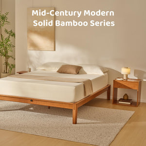 Bamboo Nightstand with Soft-Close Drawer & Open Shelf