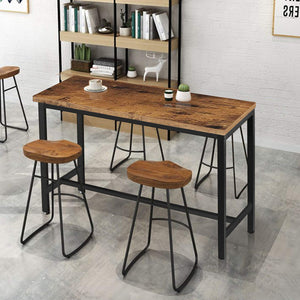 47" Industrial Bar Table, Counter Height Pub Table, Rustic Brown