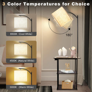 Floor Lamp with Side Table & Charging Station – 3-Color LED