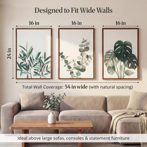 Framed Botanical Wall Art Set of 3 – 16x24 Each Panel