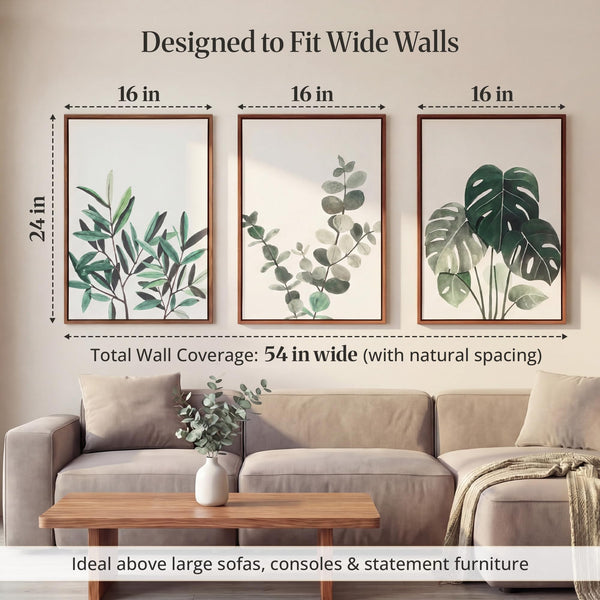 Framed Botanical Wall Art Set of 3 – 16x24 Each Panel
