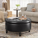 Round Storage Ottoman with Lift Top
