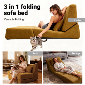 Convertible Memory Foam Sleeper Chair with Lumbar Pillow