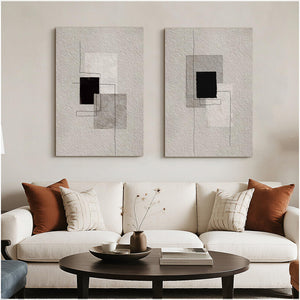 Large Abstract Wall Art Set of 2 – 24x36 Inch Framed Sandstone Canvas
