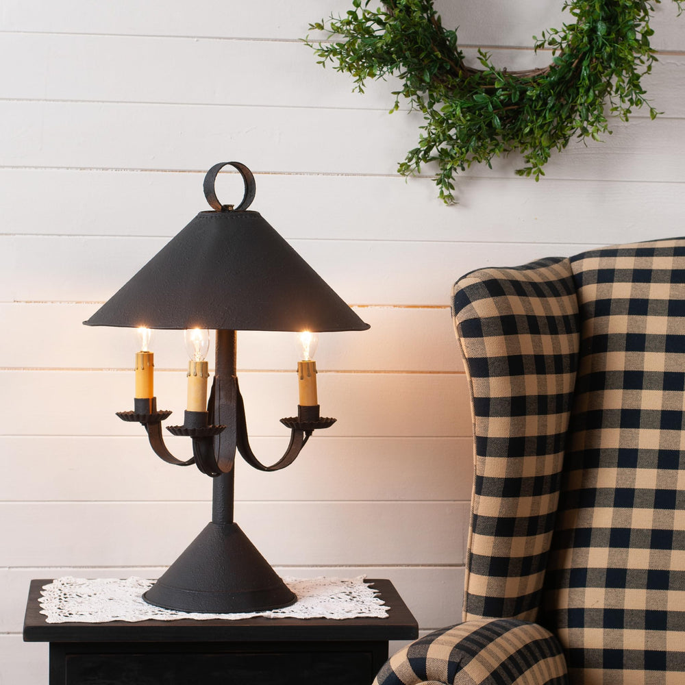 Walker House Triple Light Table Lamp in Textured Black