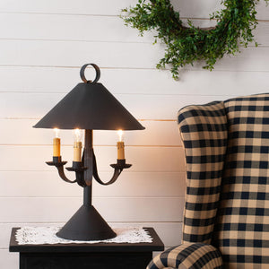 Walker House Triple Light Table Lamp in Textured Black