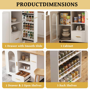 Swivel Kitchen Island with Storage, Drawers & Shelves