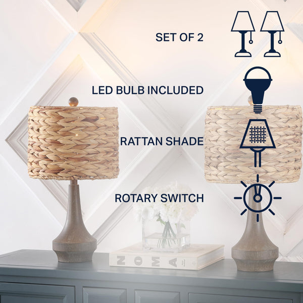 Rustic Rattan Table Lamp Set of 2