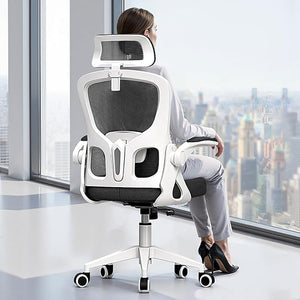 Ergonomic Mesh Office Chair with Flip-Up Arms & Adjustable Lumbar Support
