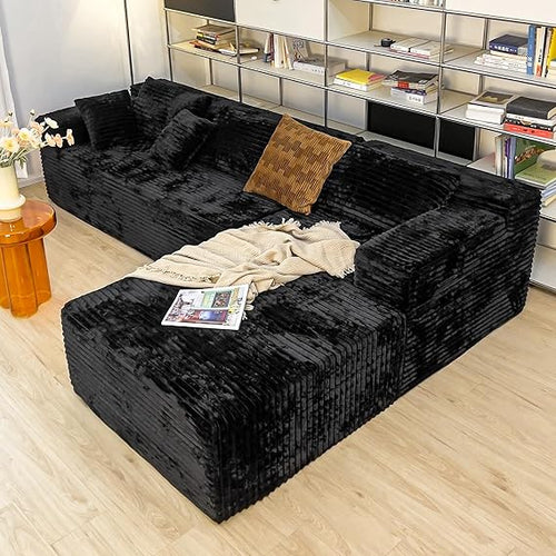 104" L-Shape Sectional Sofa with Chaise – Corduroy, No Assembly