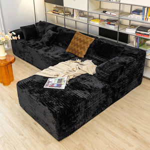 104" L-Shape Sectional Sofa with Chaise – Corduroy, No Assembly