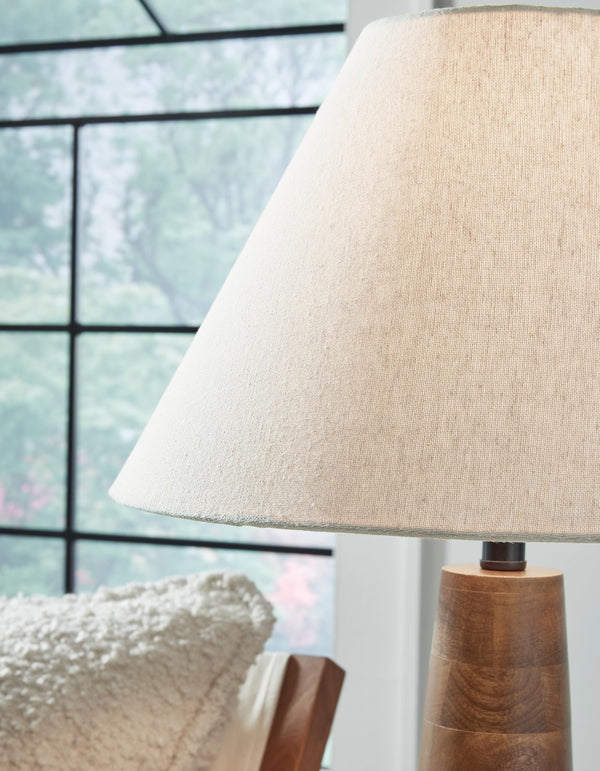 Wood Base Empire Shade Table Lamp with 3-Way Switch