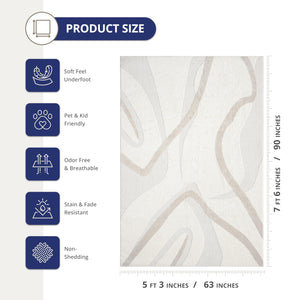Cream & Beige Abstract Area Rug