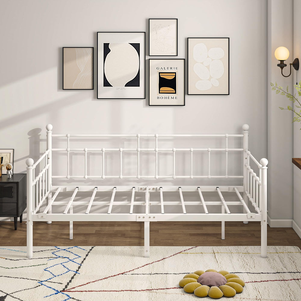 Twin Metal Daybed Frame with Steel Slats