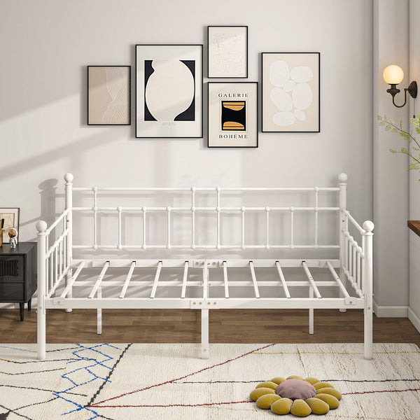 Twin Metal Daybed Frame with Steel Slats