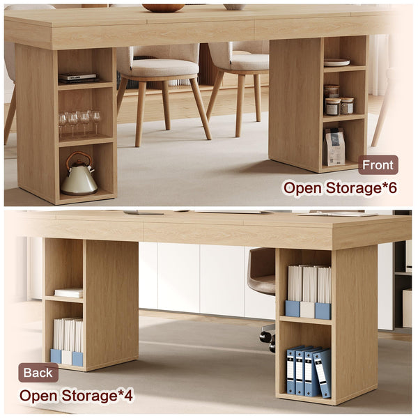 71" Executive Desk with Storage – Oak