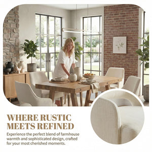 7-Piece Farmhouse Dining Table Set with Upholstered Chairs