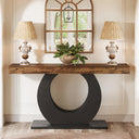 63-Inch Rustic Console Sofa Table with Black Circle Base