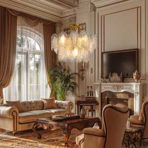 Gold Crystal Chandelier 3-Layer 6-Light Round Pendant Light