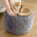 Round Corduroy Pouf Ottoman with Memory Foam Filling