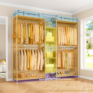 L-Shaped Corner Clothes Rack with Shelves & Hangers