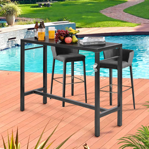 Outdoor Bar Table – Counter Height Pub Table with Bottle Opener