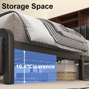 Queen & Full Platform Bed Frame with LED Lights, Storage Headboard & Charging Station