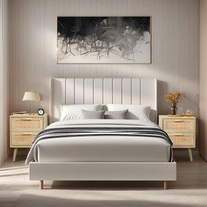 Rattan Nightstand with 2 Drawers