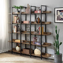 Triple Wide 5-Tier Industrial Bookshelf
