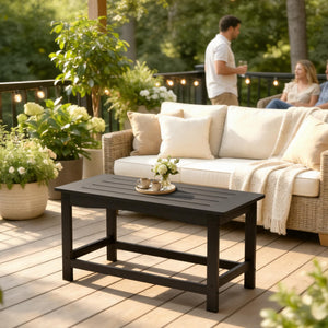 Outdoor HDPE Patio Coffee Table – All-Weather Rectangle Side Table