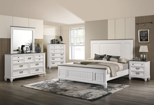 Farmhouse Bedroom Set with Shiplap Bed, Dresser, Mirror, Nightstands & Chest