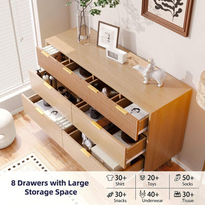 8-Drawer Fluted Dresser with Metal Handles
