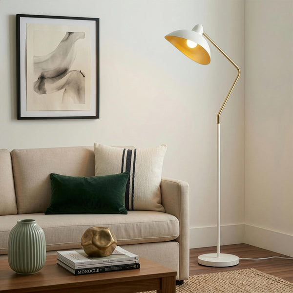 Swoop LED Floor Lamp with Adjustable Head - Cream
