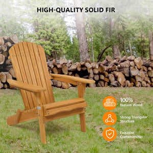 Folding Adirondack Chairs Set of 4 – Weather-Resistant Fir Wood Patio Chairs