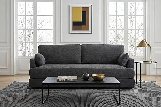 83" Chenille 3-Seat Sofa with T-Cushion & Solid Wood Frame
