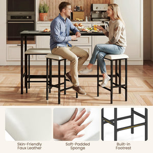 4-Piece Counter Height Bar Table Set with Power Outlet