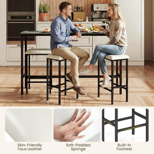 4-Piece Counter Height Bar Table Set with Power Outlet